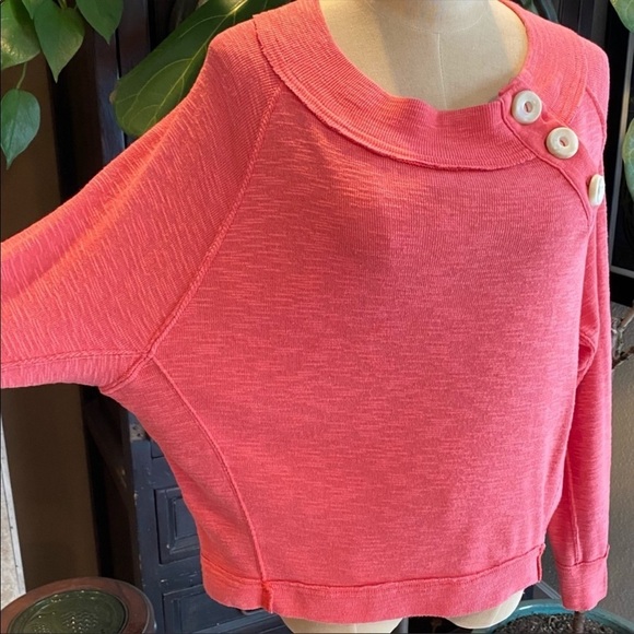 Free People Don’t Forget About Me Salmon Pink Pull over textured top - Picture 5 of 14